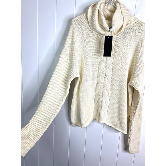 NWT Free People x One Teaspoon Poison Cable Knit Sweater in Creme Size XL - Picture 6 of 10